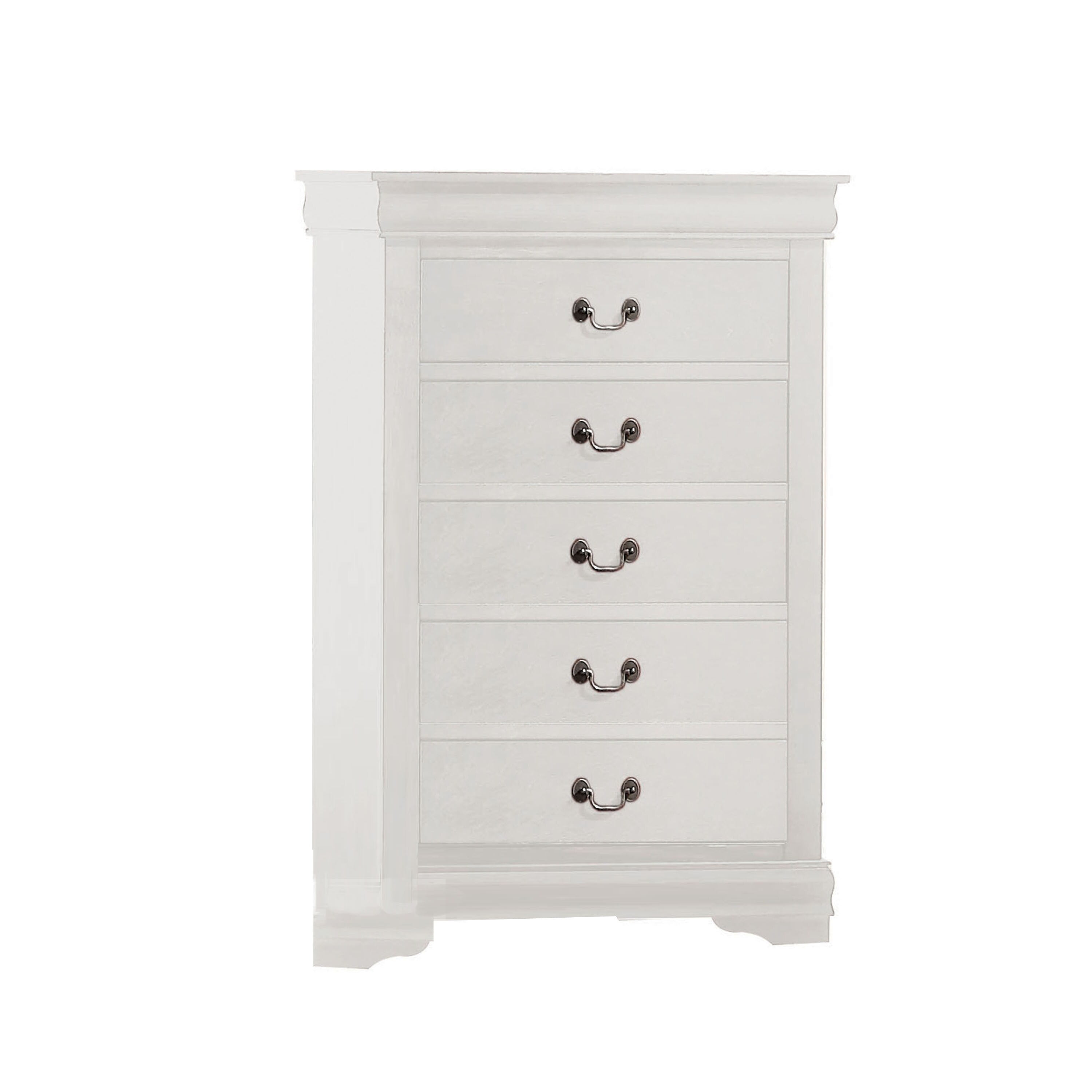 Picture of Benjara BM220335 5 Drawer Wooden Chest with Metal Hanging Pulls & Bracket Feet&#44; White - 47 x 15 x 31 in.