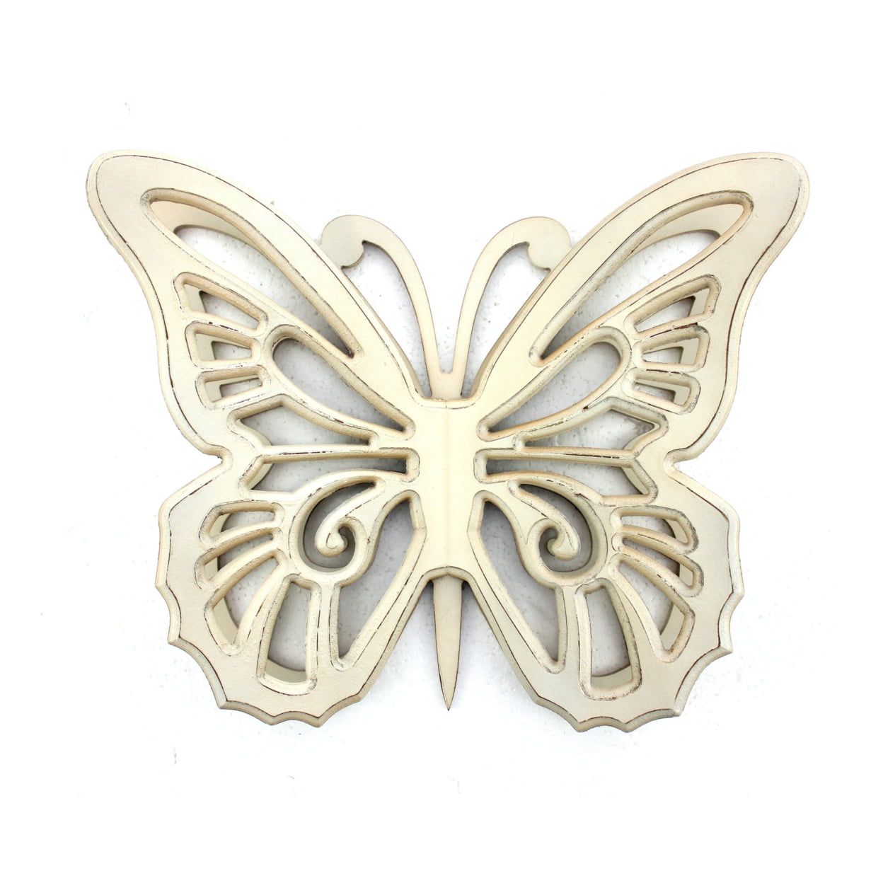 Picture of Benjara BM218334 Wooden Butterfly Wall Plaque with Cutout Detail&#44; White - 4.25 x 18.5 x 23.25 in.