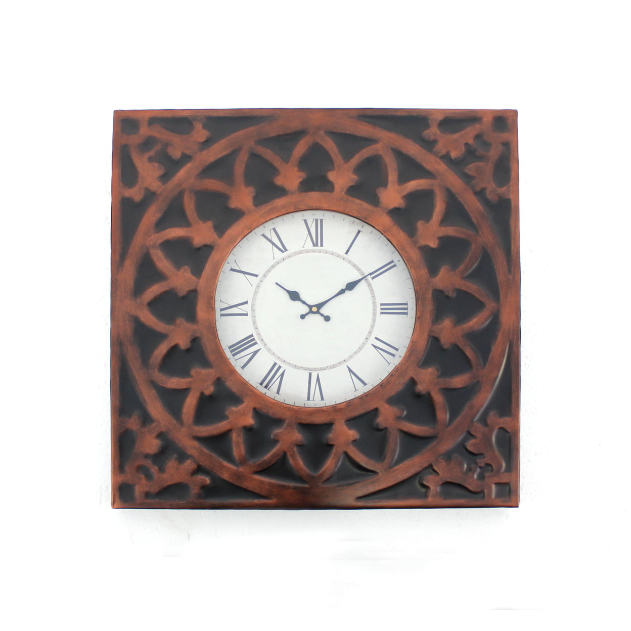 Picture of Benjara BM218337 Baroque Design Metal Wall Clock with Roman Numerals&#44; Brown & Black - 2 x 22.75 x 22.75 in.