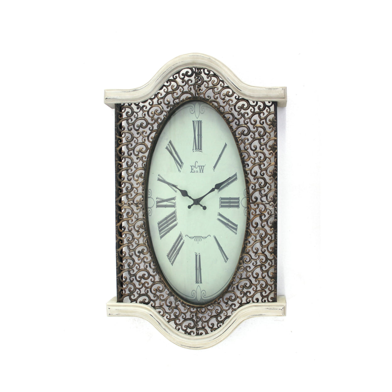 Picture of Benjara BM218339 Wall Clock with Scalloped Wooden Top & Bottom&#44; White - 2.5 x 20 x 30.5 in.