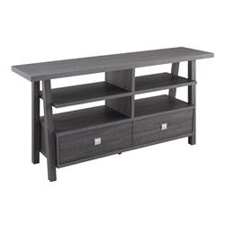 Picture of Benjara BM215284 Transitional Wooden TV Stand with 4 Open Shelves & 2 Drawers&#44; Gray