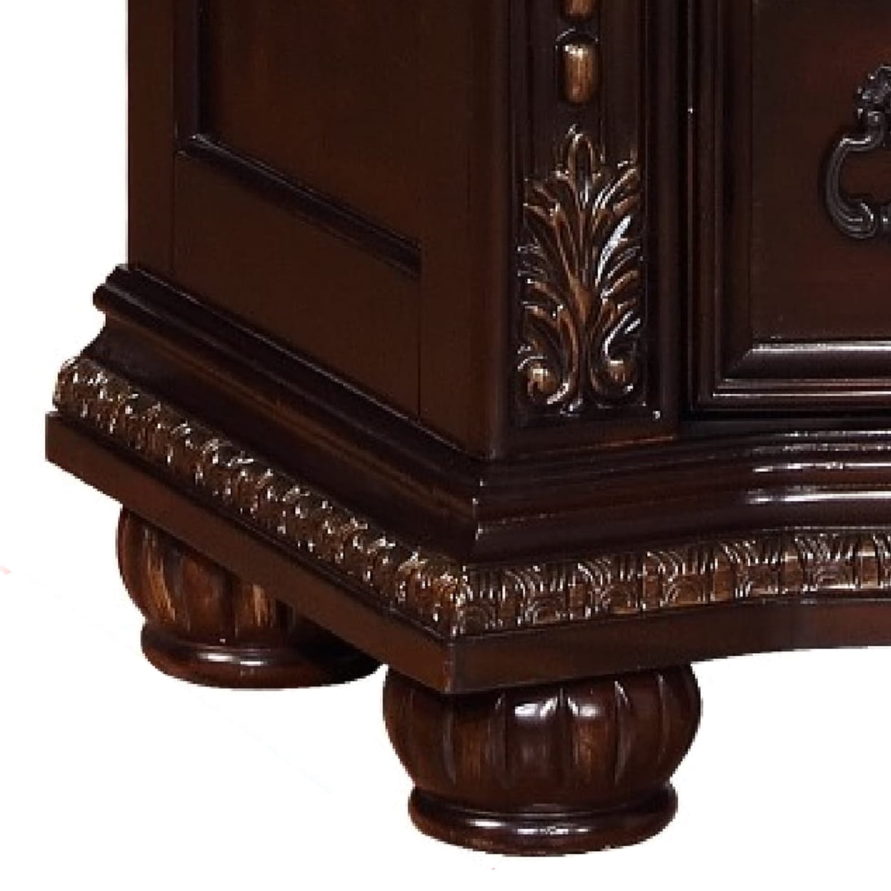 Picture of Benjara BM215400 Wooden Nightstand with Three Spacious Drawers & Bun Feet&#44; Brown - 32.8 x 19.5 x 35 in.