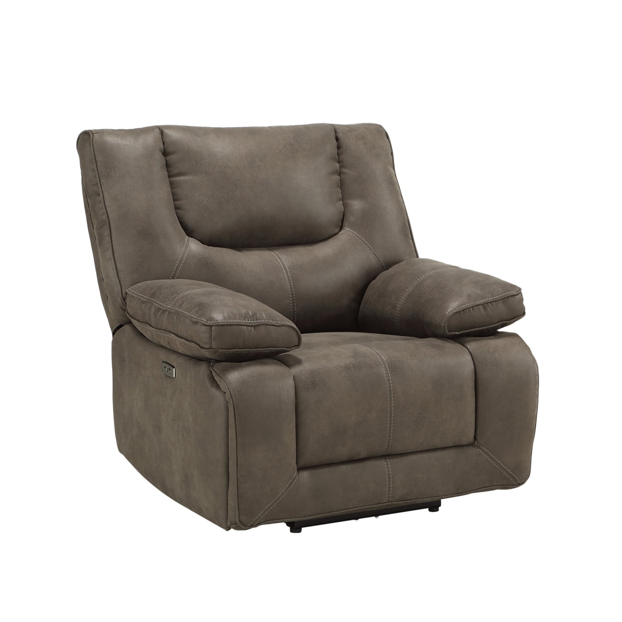 Picture of Benjara BM218530 Leatherette Power Motion Recliner with Pillow to Armrests&#44; Brown - 40 x 40 x 41 in.