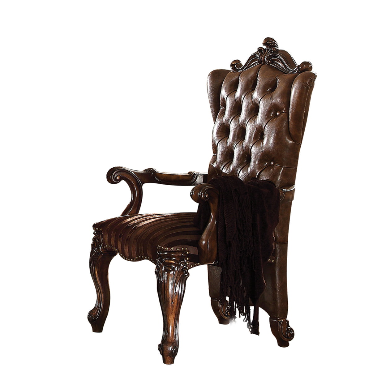 Picture of Benjara BM218506 Wooden Arm Chair with Button Tufted Backrest & Carved Details&#44; Brown - 49 x 27 x 28 in. - Set of 2