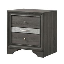 Picture of Benjara BM215448 2 Drawer Nightstand with Faux Diamond Front Pull Out Tray&#44; Brown