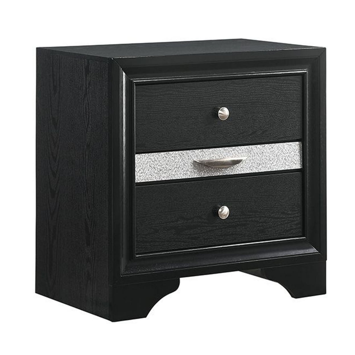 Picture of Benjara BM215463 2 Drawer Nightstand with Faux Diamond Front Pull Out Tray&#44; Black - 26 x 16.5 x 26 in.