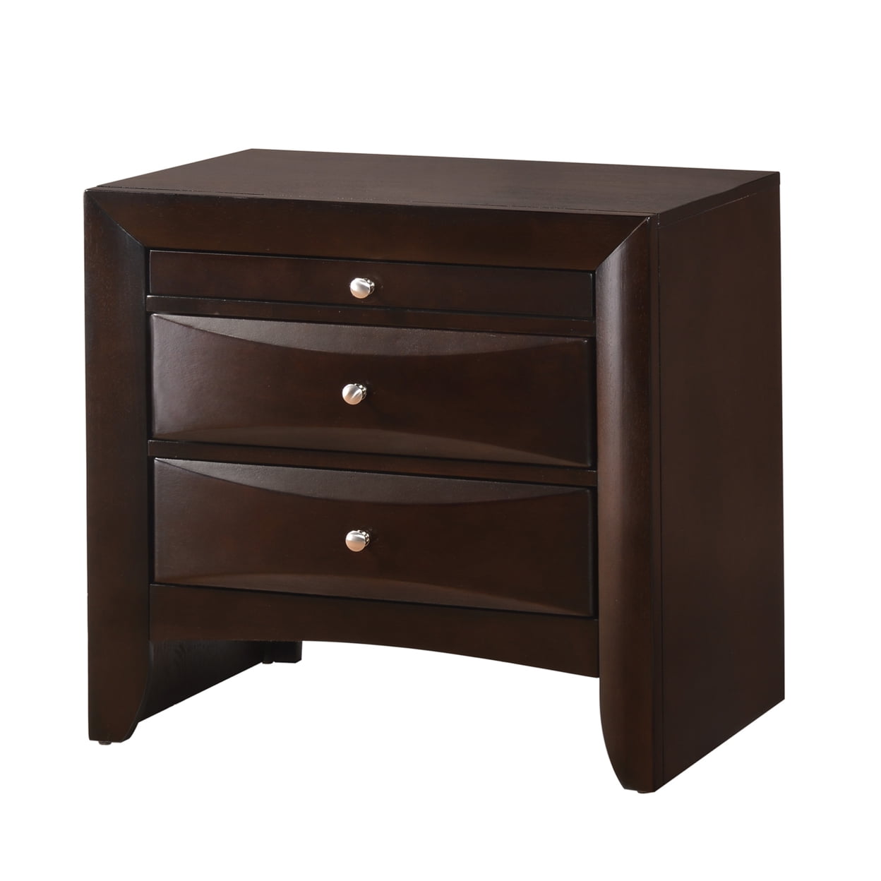 Picture of Benjara BM215465 Wooden Nightstand with Two Drawers & Pull Out Tray&#44; Walnut Brown - 25.4 x 17 x 25.6 in.