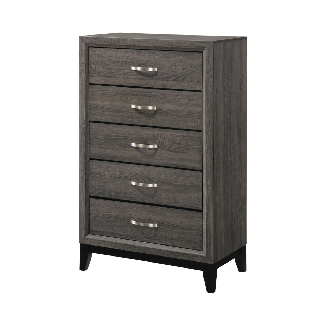 Picture of Benjara BM215483 5 Drawer Transitional Chest with Chamfered Feet & Curved Handles&#44; Gray