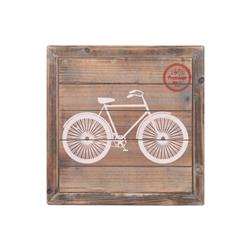 Picture of Benjara BM219161 Square Wall Art with Printed Bicycle & Plank Frame&#44; Brown - Set of 2