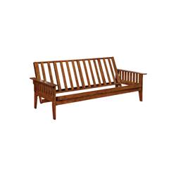 Picture of Benjara BM219525 Wooden Futon Frame with Slated Design & Chamfered Legs&#44; Brown