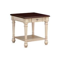 Picture of Benjara BM219601 1 Drawer Wooden End Table with Turned Legs&#44; Brown & Antique White