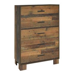 Picture of Benjara BM215793 5 Drawer Rustic Chest with Nails & Grain Details&#44; Dark Brown - 48.5 x 31.5 x 15.75 in.