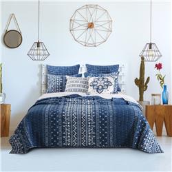 Picture of Benjara BM218766 Microfiber Quilt & 1 Pillow Sham Set with Geometric Pattern&#44; Blue - 5 x 15 x 20 in.