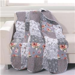 Picture of Benjara BM218780 50 x 60 in. Microfiber & Cotton Throw Quilt with Floral Prints&#44; Multi Color - 4 x 13 x 16 in.