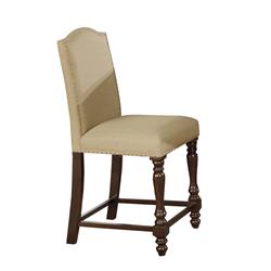 Picture of Benjara BM215216 Scalloped Back Fabric Upholstered Counter Chair&#44; Beige & Brown - 43.5 x 19.5 x 18.3 in. - Set of 2