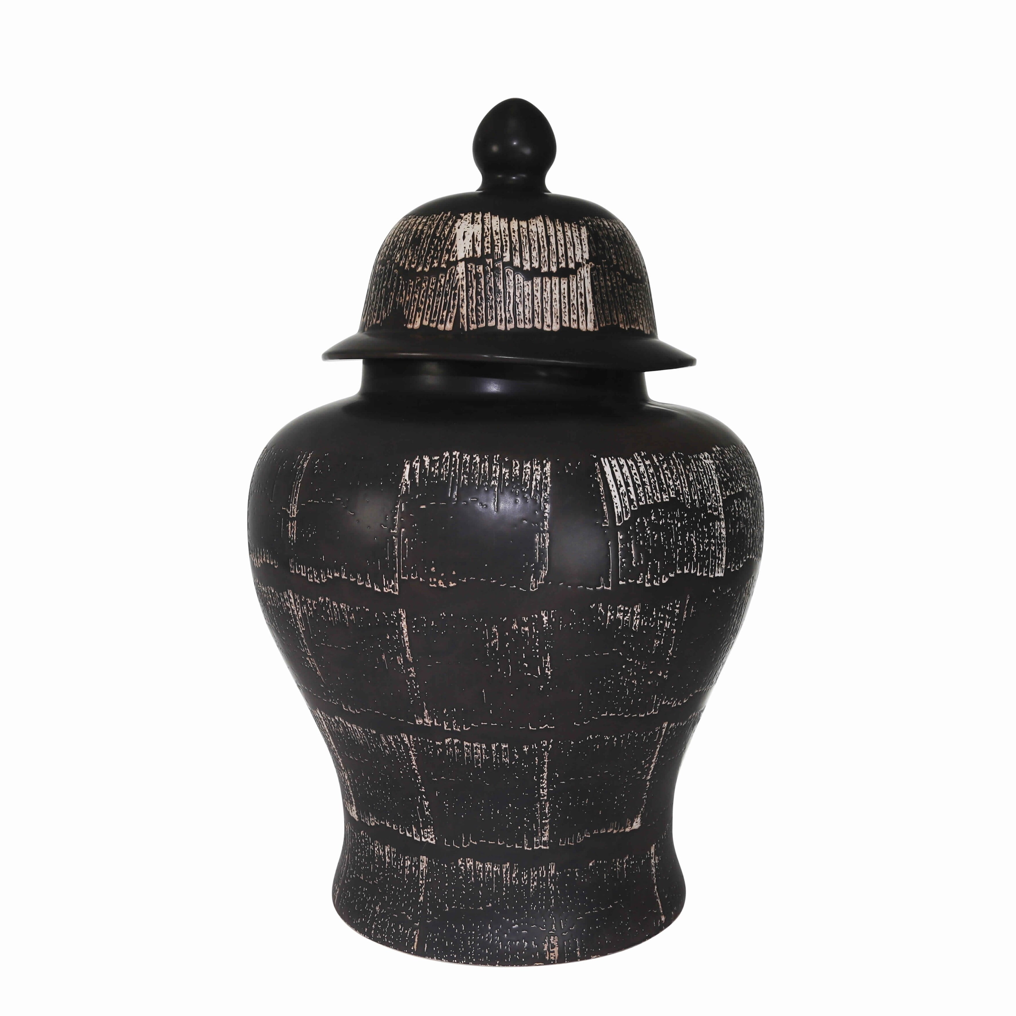 Picture of Benjara BM217153 Ceramic Frame Temple Shape Lidded Jar&#44; Antique Black - 28 x 17 x 17 in.