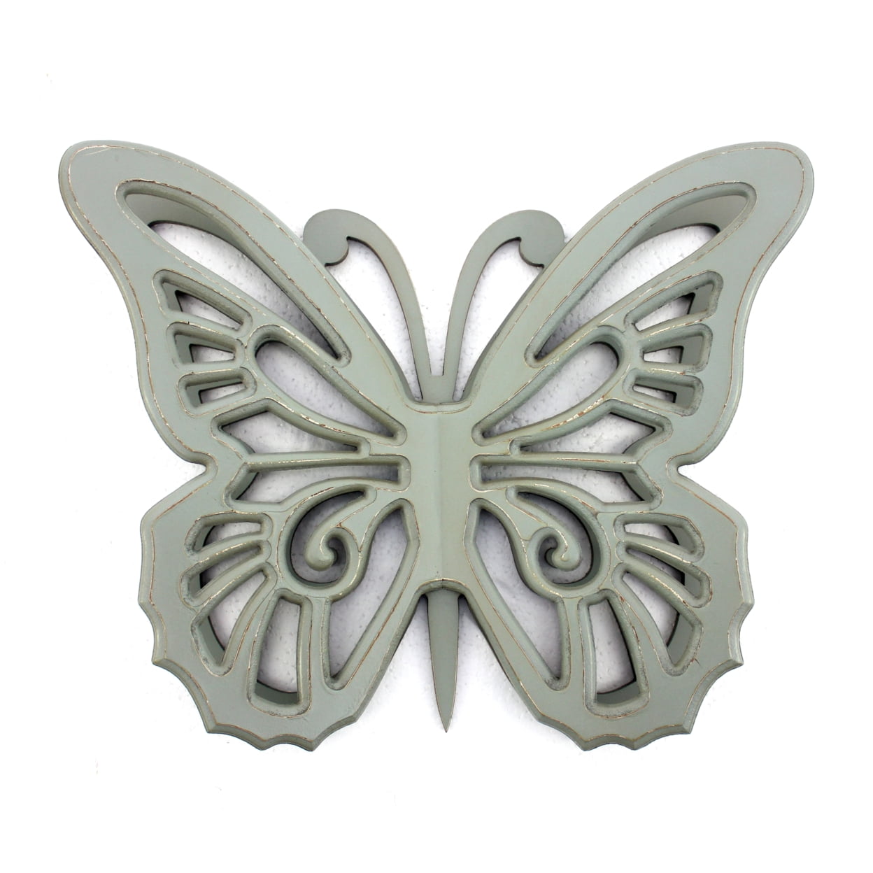 Picture of Benjara BM217270 Wooden Butterfly Wall Plaque with Cutout Detail, Light Gray - 4.25 x 18.5 x 23.25 in.