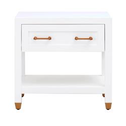 Picture of Benjara BM217310 1 Drawer Wooden Frame Nightstand with Open Shelf&#44; White & Brass