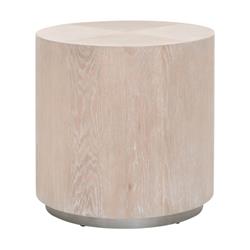 Picture of Benjara BM217413 Round Grained Wooden Frame End Table with Metal&#44; Brown & Gray