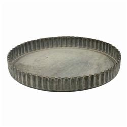 Picture of Benjara BM217836 Round Metal Frame Tray with Crimped Edges&#44; Gray - 0.75 x 6.25 x 6.25 in.