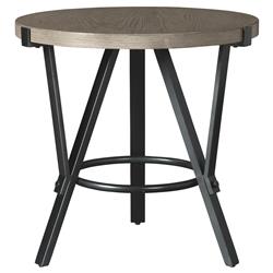 Picture of Benjara BM226525 Round Wooden Top End Table with Open Geometric Metal Base&#44; Gray & Black