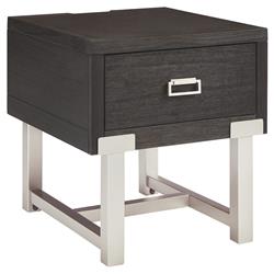 Picture of Benjara BM226560 1 Drawer Wooden End Table with Metal Legs & USB Plug In&#44; Black