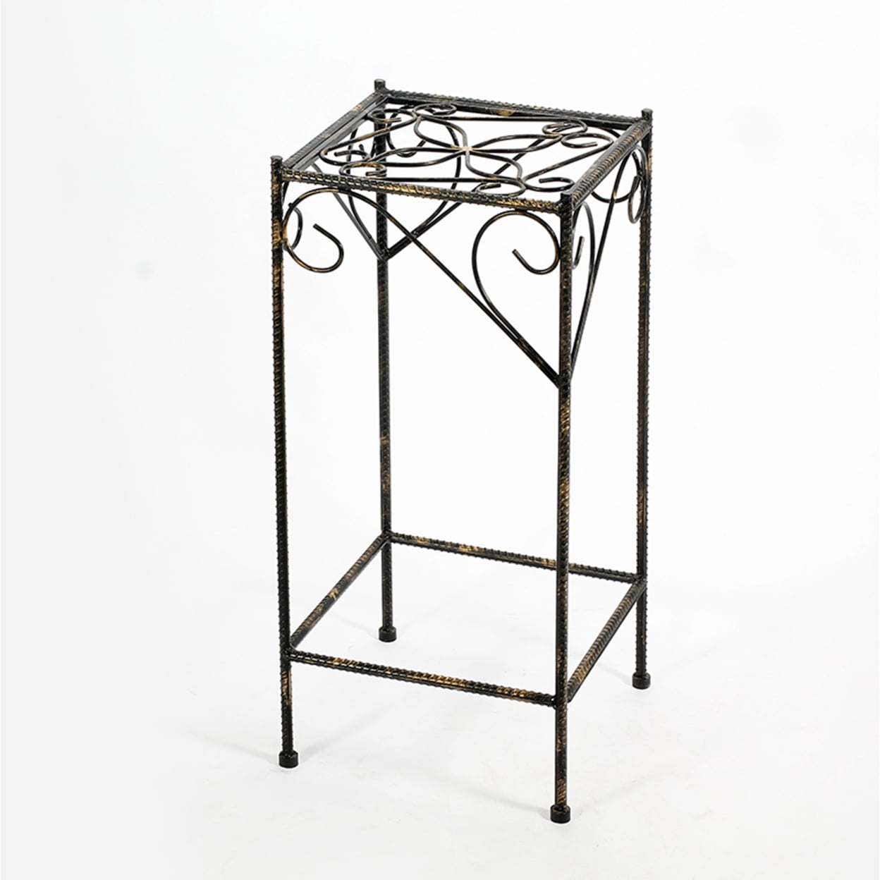 Picture of Benjara BM216725 Scrolled Metal Frame Plant Stand with Square Top&#44; Black - Large