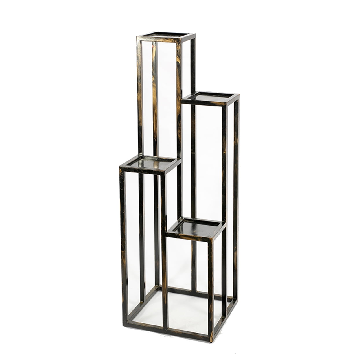 Picture of Benjara BM216736 4 Tier Cast Iron Frame Plant Stand with Tubular Legs&#44; Black & Gold