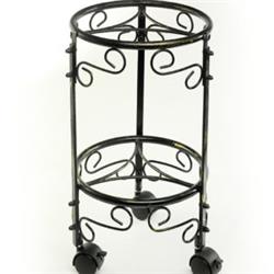 Picture of Benjara BM216742 2 Tier Scrolled Metal Frame Plant Stand with Casters&#44; Black & Gold