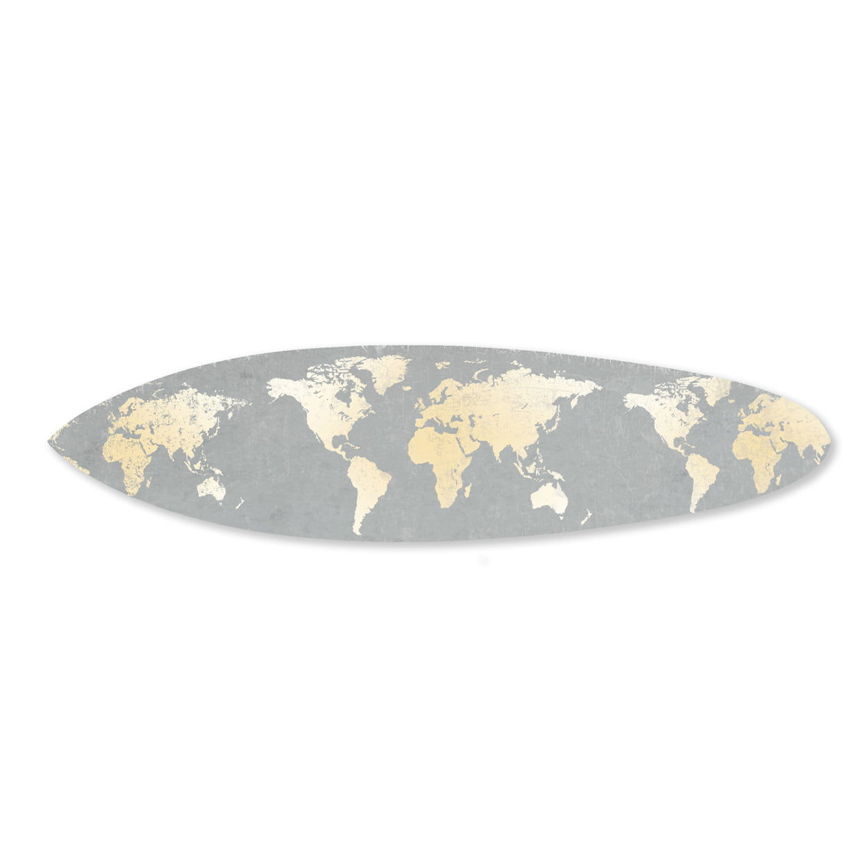 Picture of Benjara BM220210 Wooden Surfboard Wall Art with World Map Print&#44; Gray & White