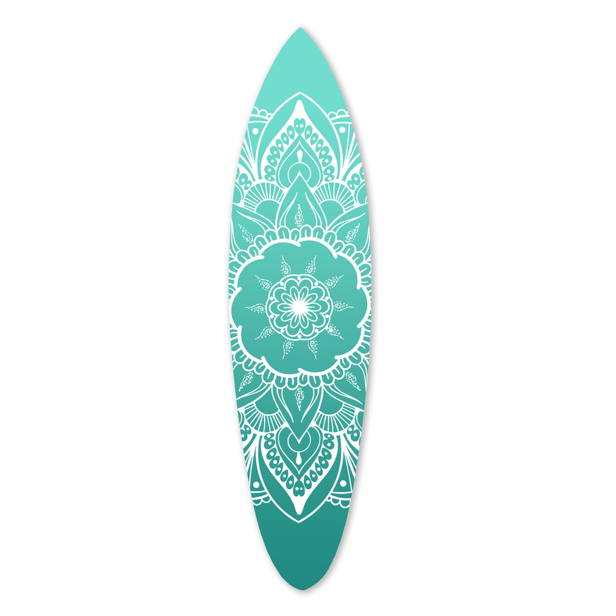 Picture of Benjara BM220212 Wooden Surfboard Wall Art with Medallion Print&#44; Blue & White