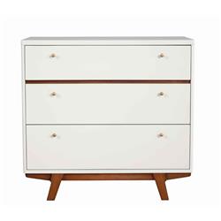 Picture of Benjara BM220498 3 Drawer Wood Chest with Round Pulls & Angled Legs&#44; White & Brown - Small