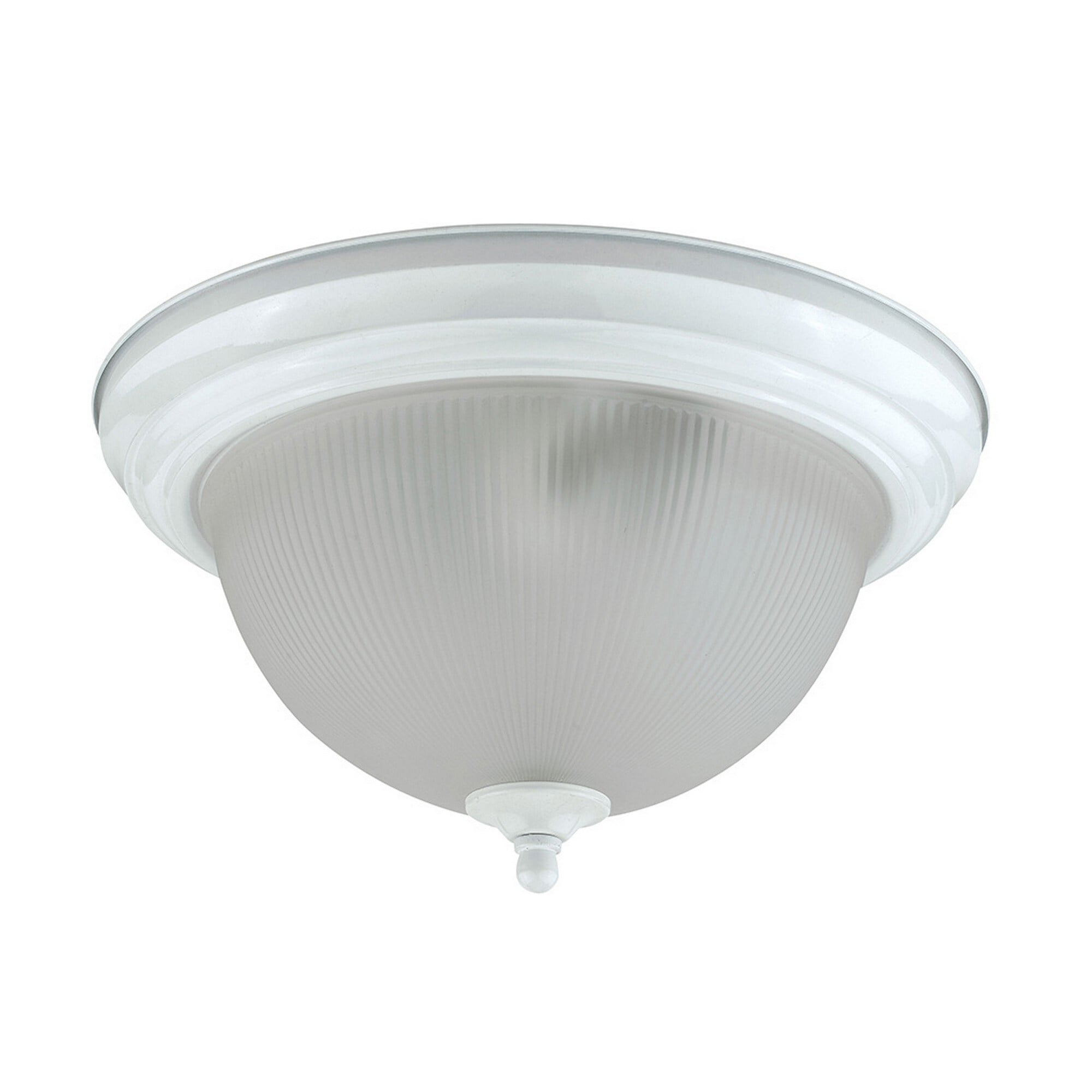 Picture of Benjara BM220709 Metal Ceiling Lamp with Dome Shaped Shade & Finial Top&#44; Clear & White
