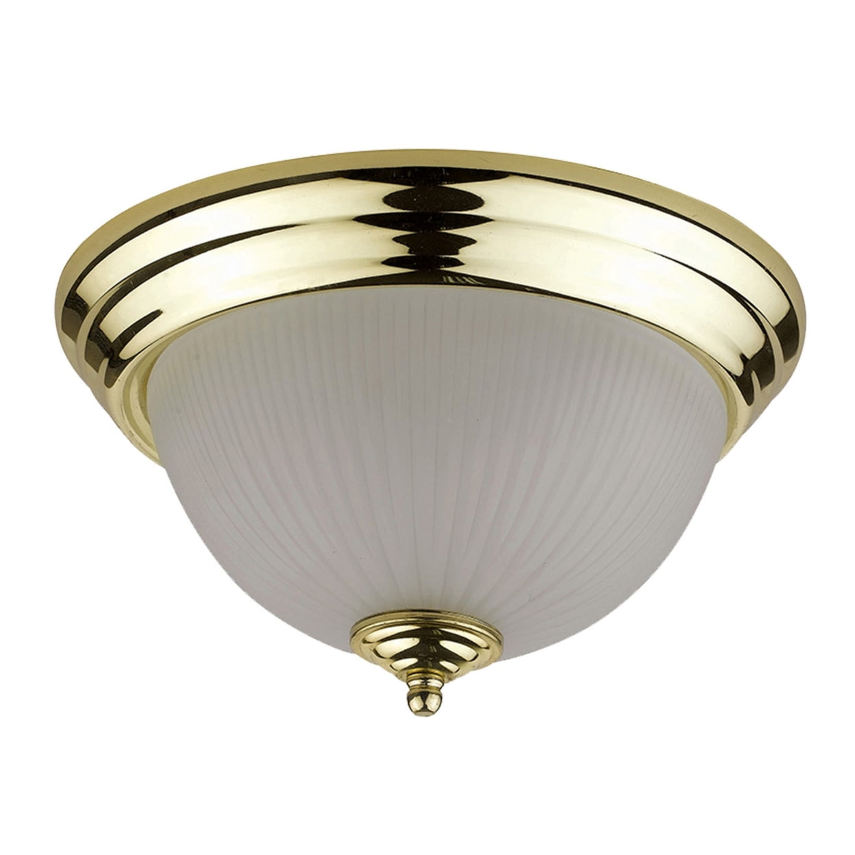 Picture of Benjara BM220710 Metal Ceiling Lamp with Dome Shaped Shade & Finial Top&#44; Clear & Gold