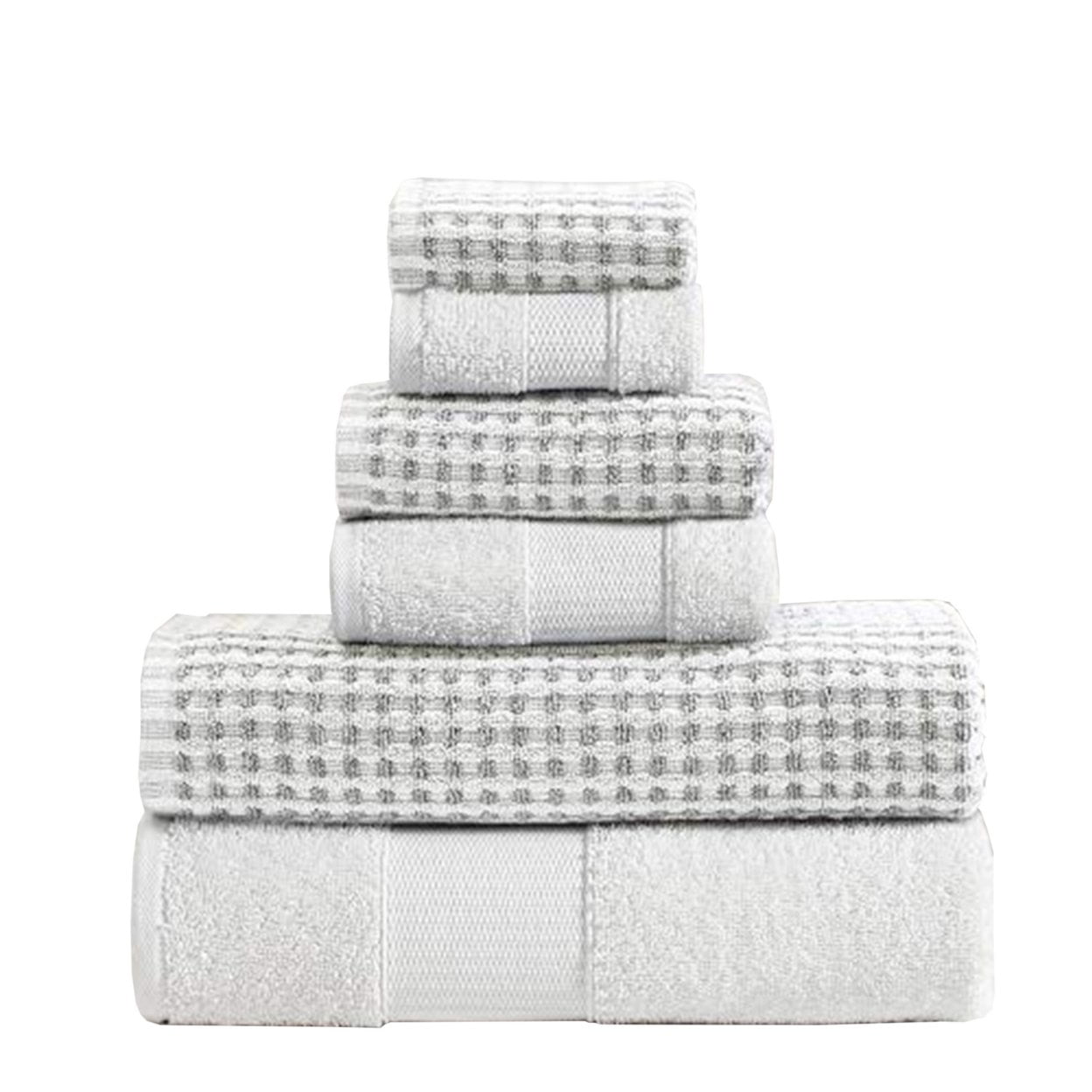 Picture of The Urban Port BM222848 Porto Dual Tone Towel Set with Jacquard Grid Pattern&#44; White - 6 Piece