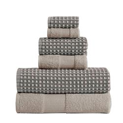 Picture of The Urban Port BM222849 Porto Towel Set with Jacquard Grid Pattern&#44; Beige & Gray - 6 Piece