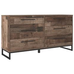 Picture of Benjara BM226075 6 Drawer Wooden Dresser with Metal Legs&#44; Brown & Black