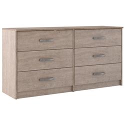 Picture of Benjara BM226083 6 Drawer Wooden Dresser with Sled Base&#44; Beige