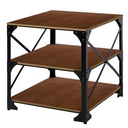Picture of Benjara BM140125 Industrial Style 3 Tier Metal Side End Table with Wooden Shelves&#44; Brown & Bronze