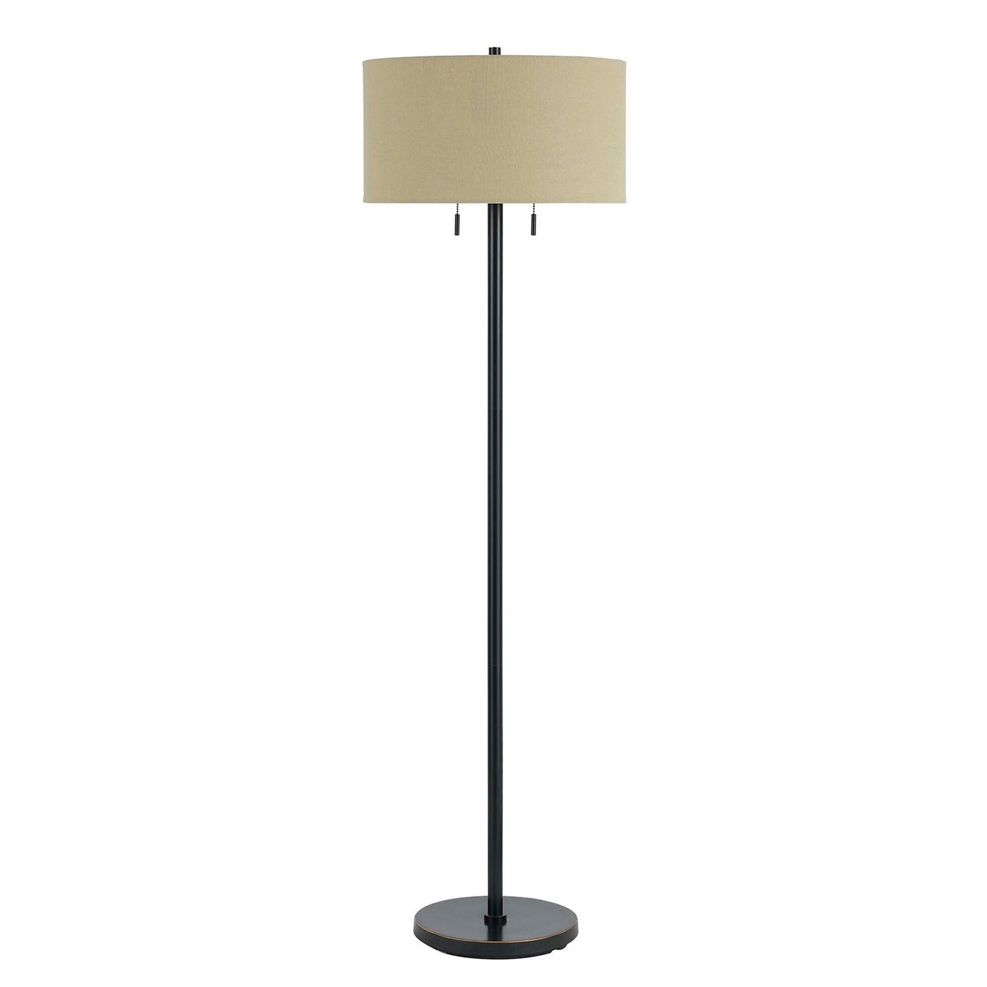 Picture of Benjara BM220846 Metal Body Floor Lamp with Fabric Drum Shade & Pull Chain Switch&#44; Black