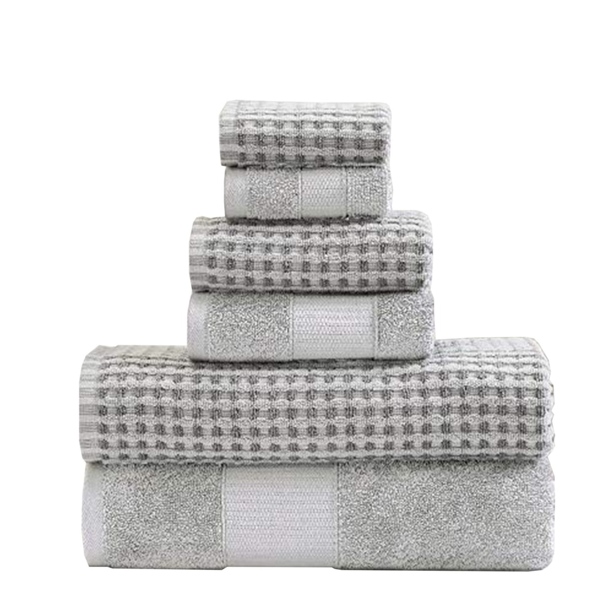 Picture of The Urban Port BM222851 Porto Dual Tone Towel Set with Jacquard Pattern, Light Gray - 6 Piece