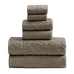 Picture of The Urban Port BM222855 Granada Towel Set with Jacquard Stripe Pattern, Taupe Brown - 6 Piece