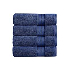 Picture of The Urban Port BM222859 Bergamo Spun Loft Towels with Stripe & Twill Weave&#44; Dark Blue - 4 Piece