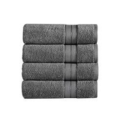 Picture of The Urban Port BM222860 Bergamo Spun Loft Fabric Towels with Stripe Pattern&#44; Dark Gray - 4 Piece