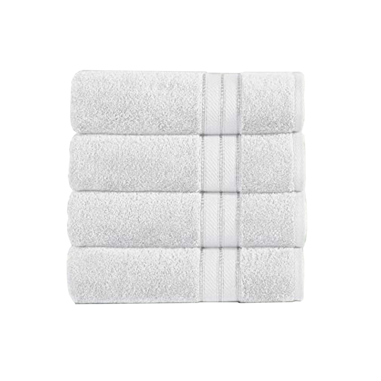 Picture of The Urban Port BM222865 Bergamo Spun Loft Towels with Stripes & Twill Weave&#44; White - 4 Piece