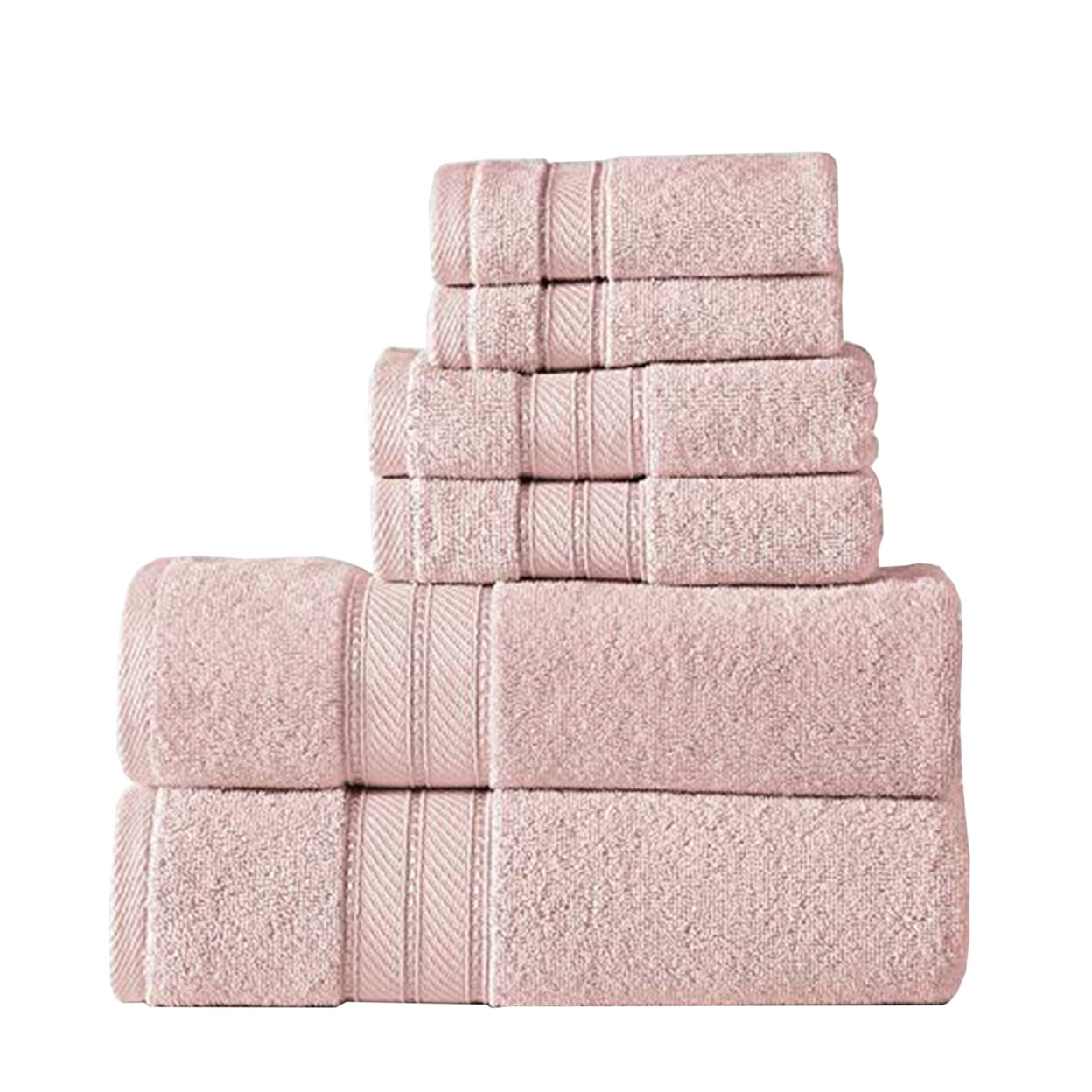 Picture of The Urban Port BM222882 Bergamo Spun Loft Towel Set with Twill Weaving, Pink - 6 Piece