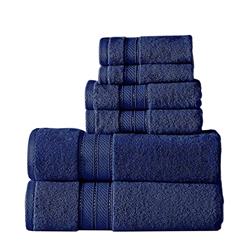 Picture of The Urban Port BM222883 Bergamo Spun Loft Towel Set with Twill Weaving, Dark Blue - 6 Piece