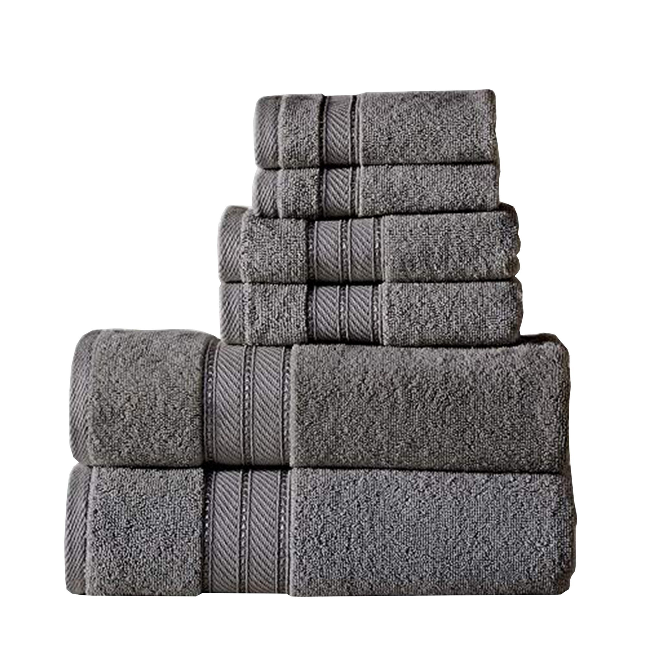Picture of The Urban Port BM222884 Bergamo Spun Loft Towel Set with Twill Weaving, Charcoal Gray - 6 Piece