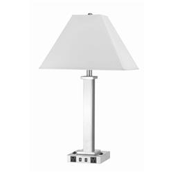 Picture of Benjara BM224654 60 x 2W Metal Night Stand Lamp with Tapered Shade&#44; White & Silver