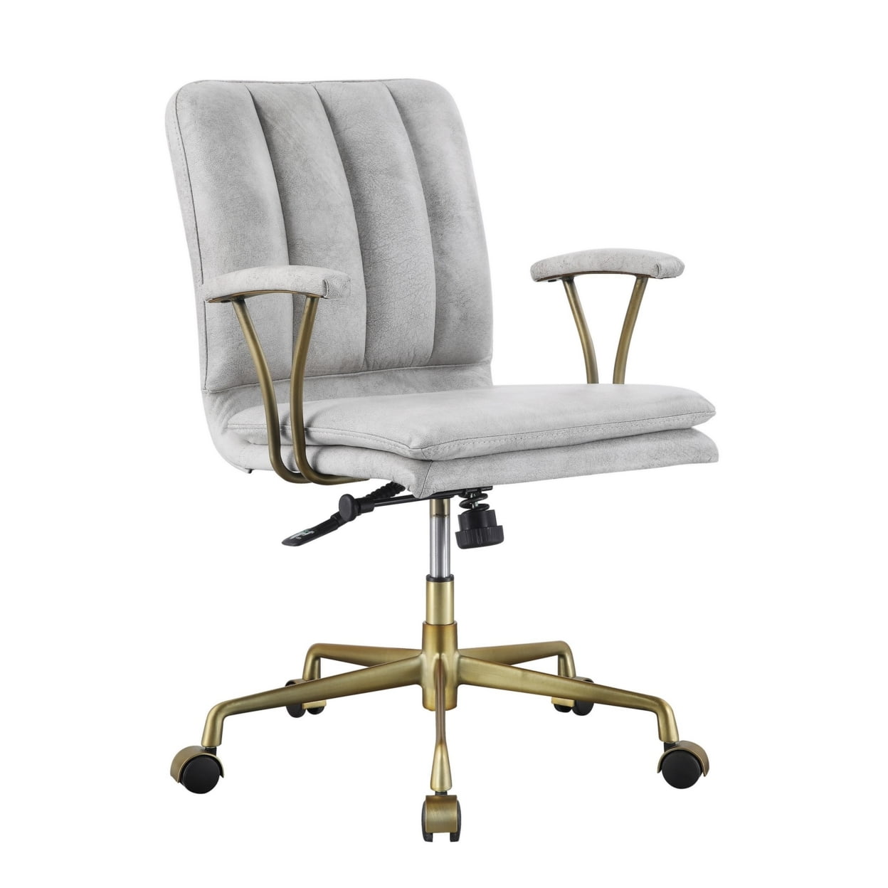 Picture of Benjara BM225727 Adjustable Leatherette Swivel Office Chair with 5 Star Base&#44; Gray & Gold